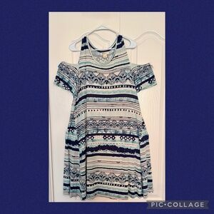 NEW Style & Co Blue Print Knit Cold Shoulder Cover-up/Dress 2x